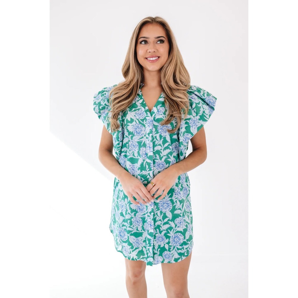 J.Marie green floral Merritt Dress size Medium